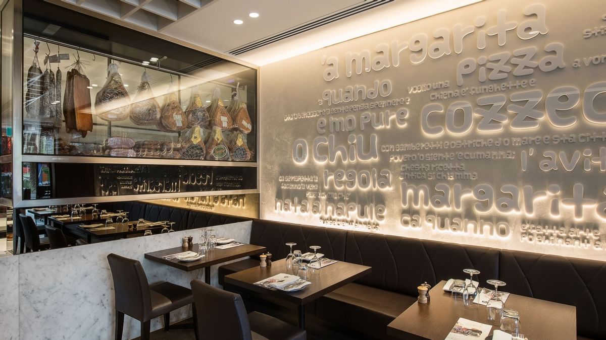 Tables arranged in Gradi Restaurant at Crown Hotel Melbourne