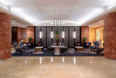 Luxury lobby lounge area at Amora Hotel Sydney