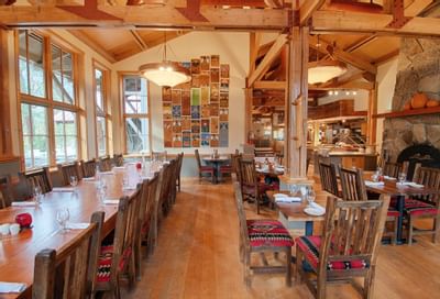 Interior of a restaurant at Sleeping Lady Mountain Resort