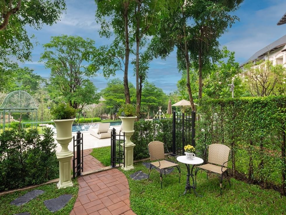 Terrace garden area with seating set-up at U Hotels