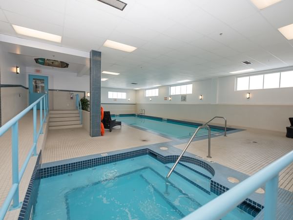 Hotel pool and a hot tub.