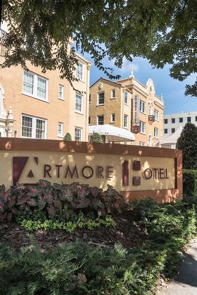 View of the hotel sing board & Hotel at Artmore Hotel