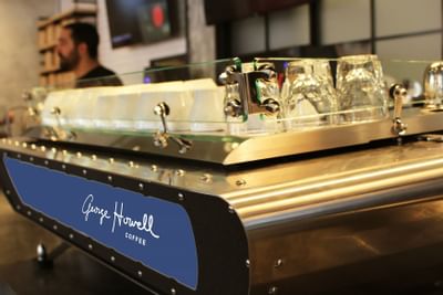 Detail shot of espresso machine at George Howell