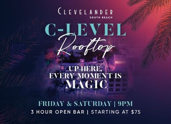 C-level rooftop party poster at Clevelander South Beach