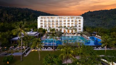 Aerial view of The Danna Langkawi in the evening