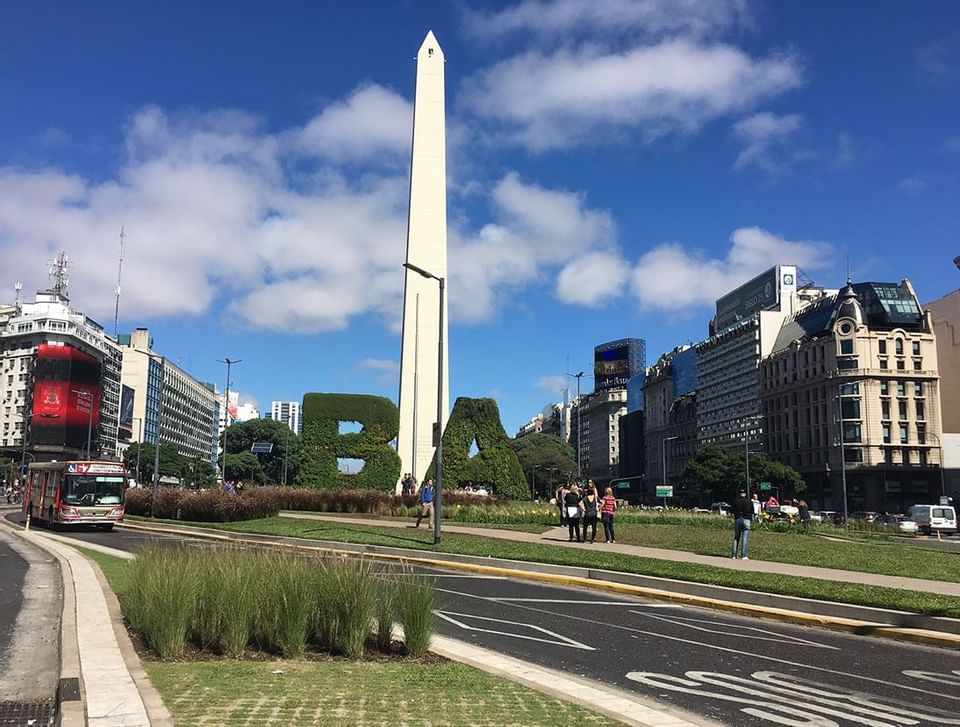 View of the obelisco near Hotel Emperador Buenos Aires