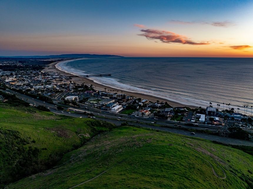 Aerial view of Pismo Beach and Pismo Preserve 