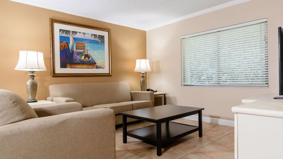 Living Area in One-Bedroom Suite at the Oaks, Legacy Vacation Resorts