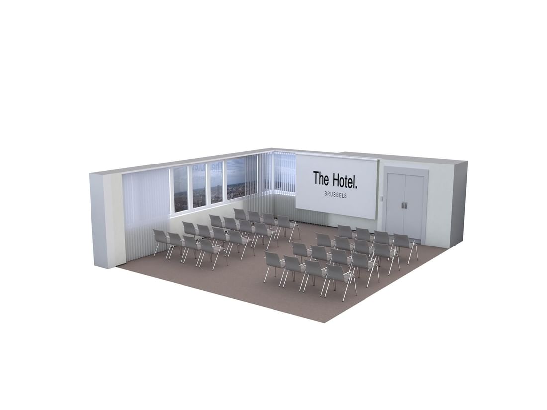 Plan en 3D de la salle de réunion Vista 27 à l'Hôtel Brussels