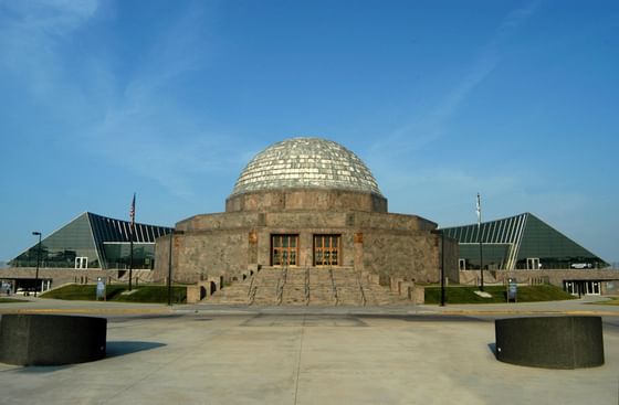 Exterior view of Adler Planetarium near Congress Plaza