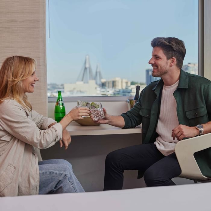 Couple in room at ibis Darling Harbour