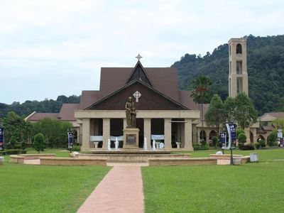 Exterior view of the St Anne's Church on a sunny day near Sunway Hotel Seberang Jaya