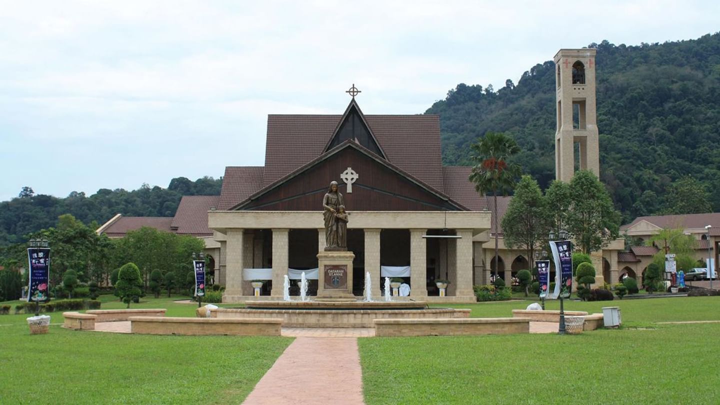 Exterior view of the St Anne's Church on a sunny day near Sunway Hotel Seberang Jaya