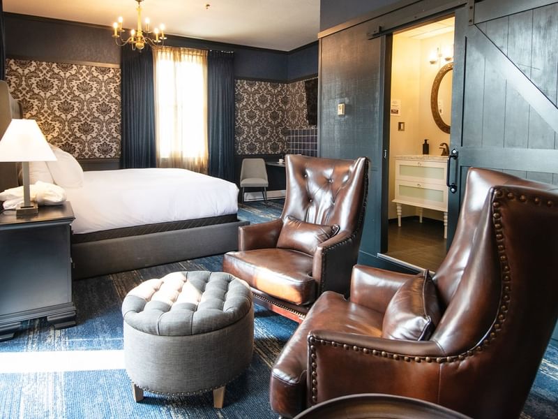 Hotel room with king bed