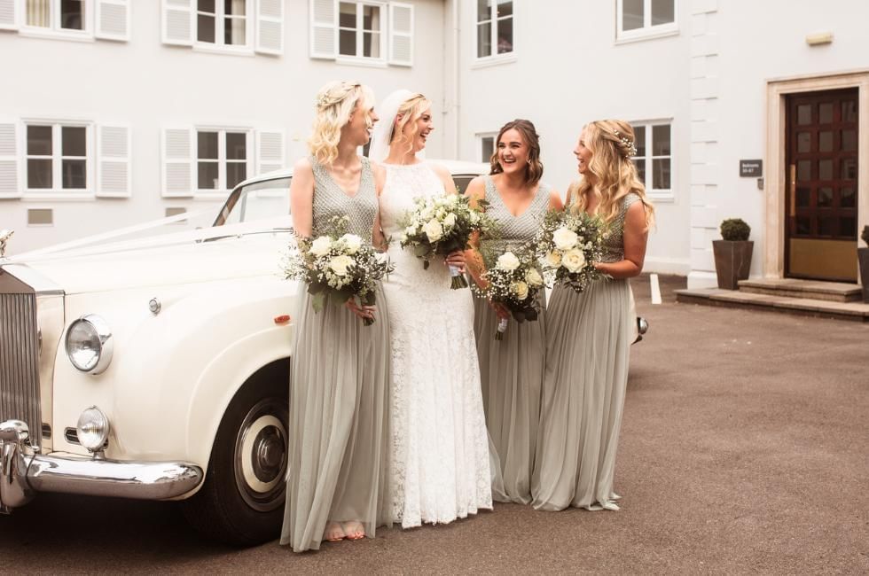 bride and bridesmaids at gorse hill in surrey