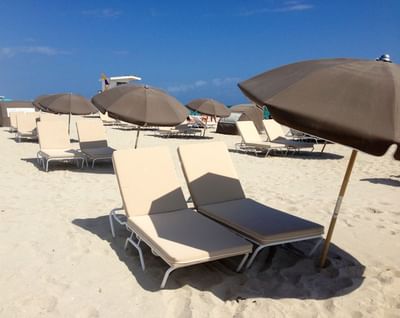 Private Beach with sun lounges near Albion Miami Beach