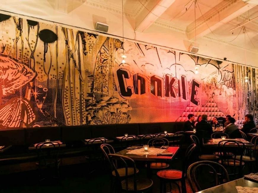 Dining table setup in Cookie restaurant at Brady Hotels Central Melbourne