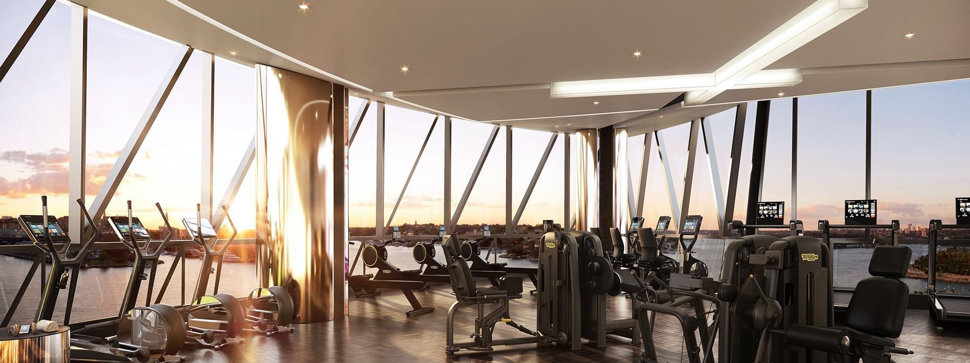 Treadmills in the fitness center at Crown Towers Sydney