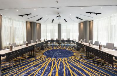 U-shaped meeting setup at Curve Meeting room at Chatrium Hotel