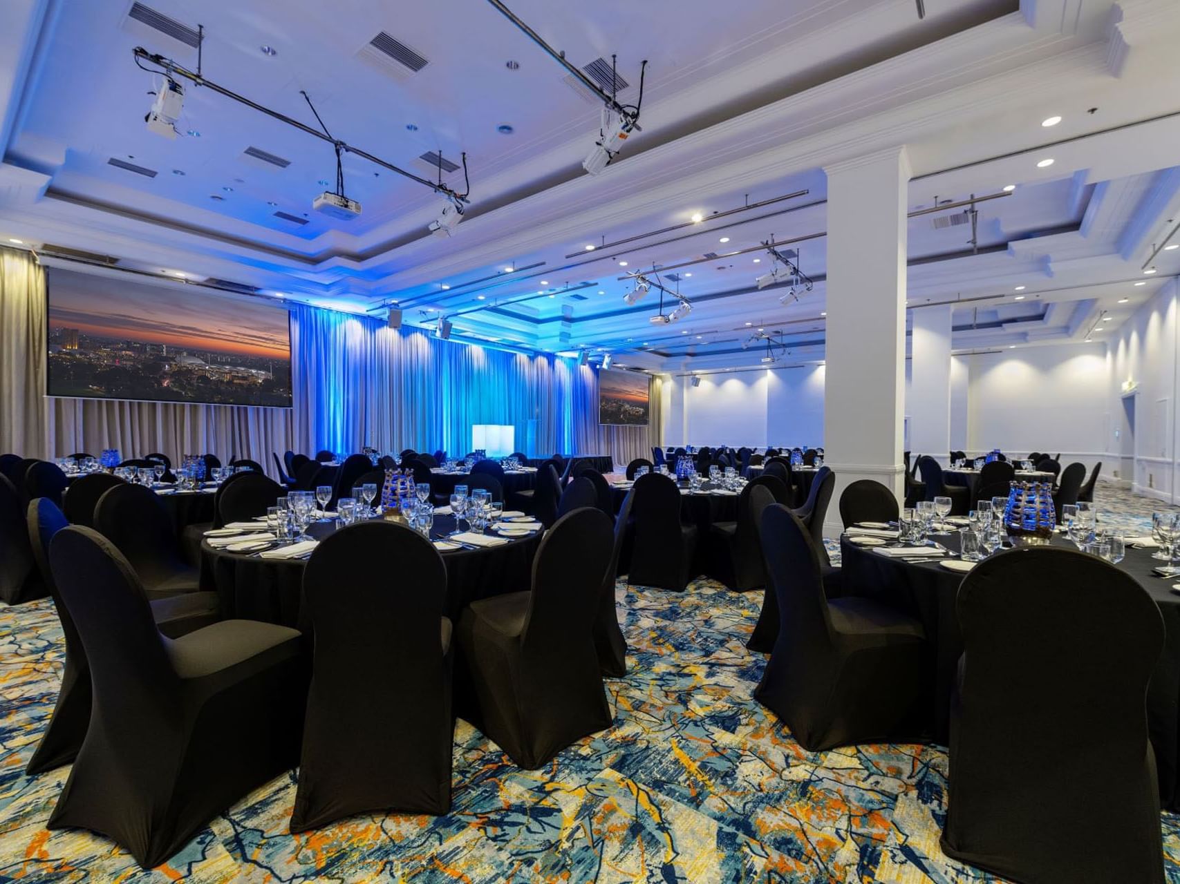 Banquet set-up in Hindley Ballroom at Hotel Grand Chancellor Adelaide