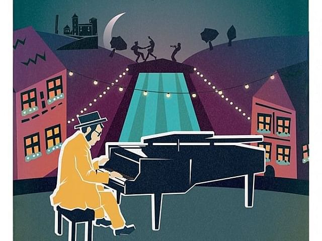 Vector illustration of a pianist used at Originals Hotels
