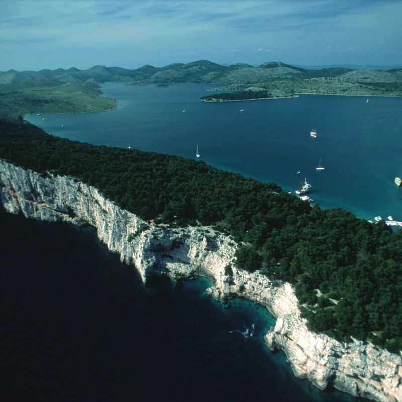 Aerial view of Cres Island near Falkensteiner Hotels