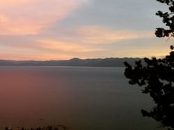 Sunset over Lake Tahoe facing south from the CA/NV state line fire lookout