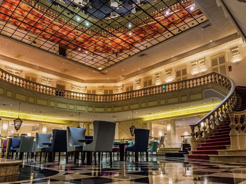 Interior of the grand dining hall at Gamma Monterrey Gran