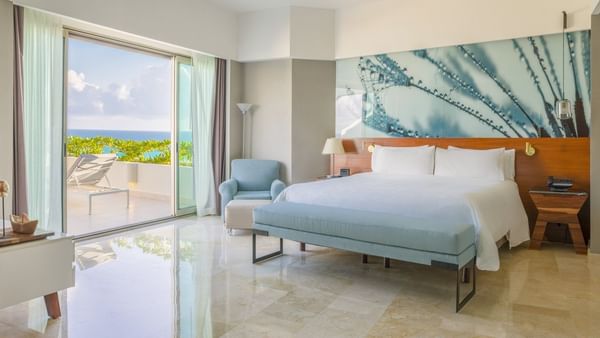 Aqua Suite with king sized bed at Live Aqua Beach Resort Cancun