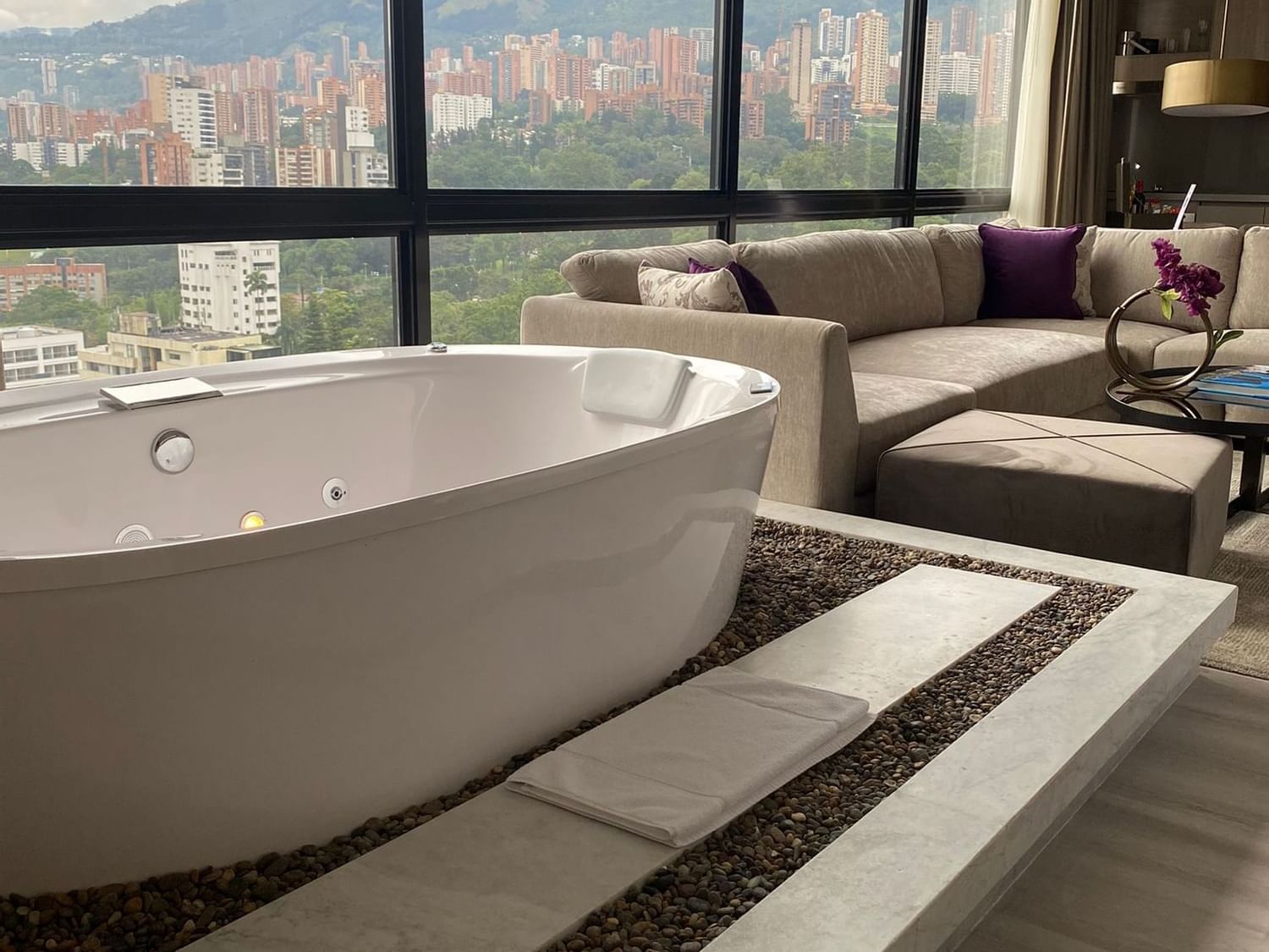 Close-up on the bathtub in Pent House at Blue Doors Hotels