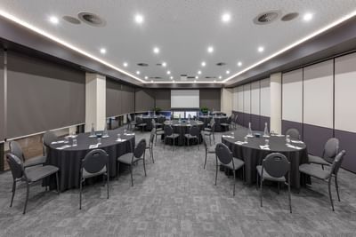 Banquet tables in Bridge & Yarra Room  at Amora Hotel Melbourne