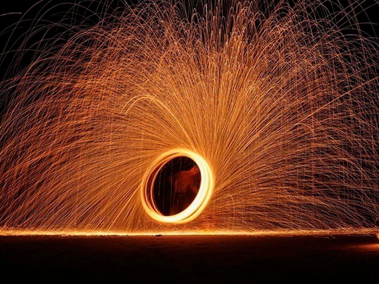 Wire wool spinning on fire near Paradox Phuket Resort