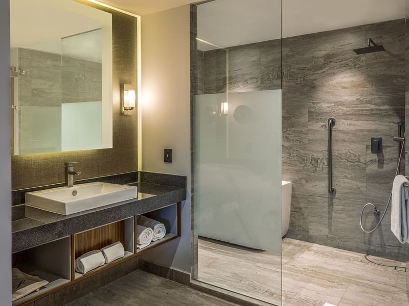 Master Suite, bathroom shower & vanity at FA Hotels & Resorts