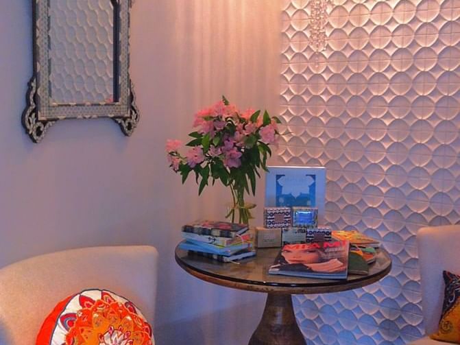 Shala Spa seating area with magazines at Dream South Beach