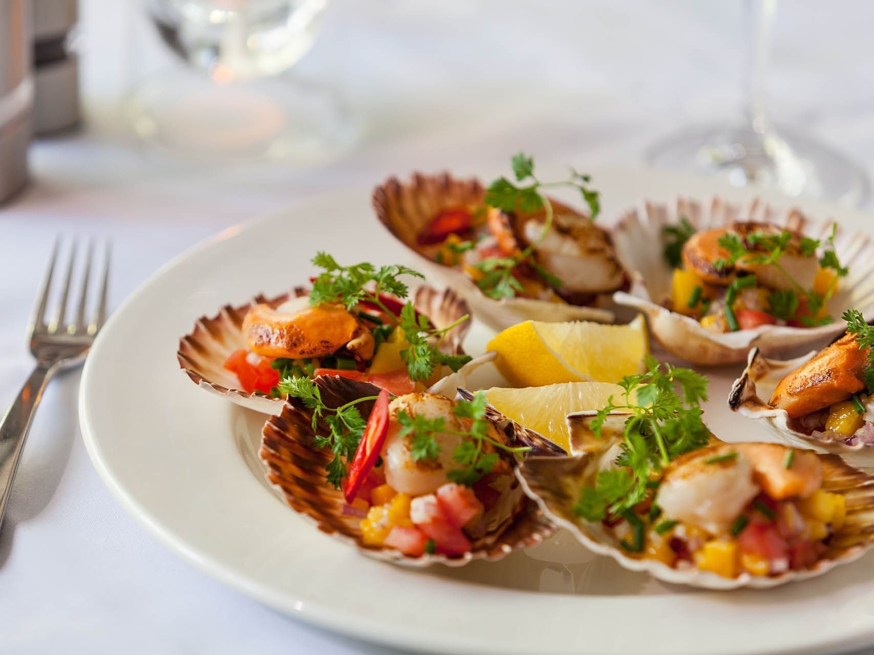 Seafood dish served in Encore Restaurant & Bar at Grand Chancellor Melbourne