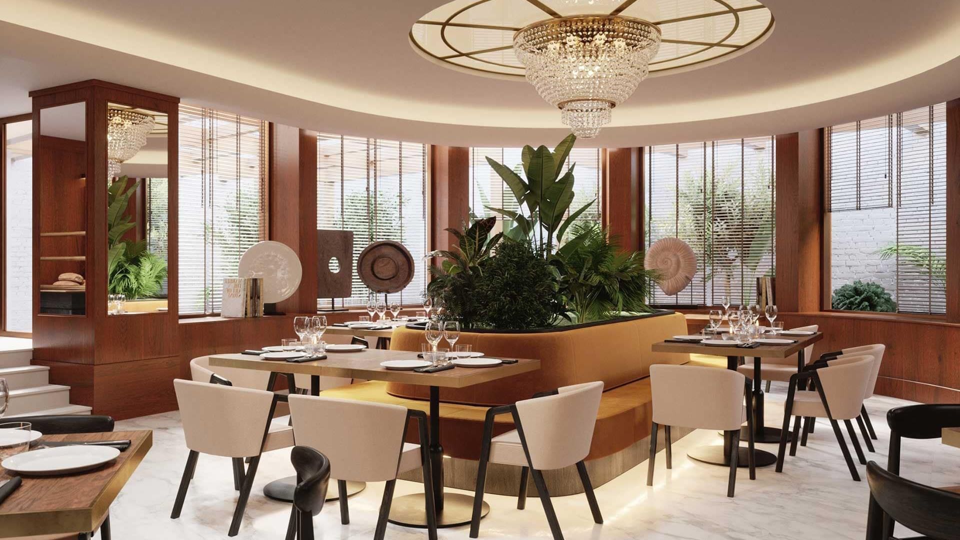 Dining table set-up in Alcron Restaurant at Almanac X Prague
