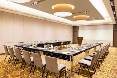 U-shaped meeting room table setup arranged at Eastin Grand Hotel Saigon