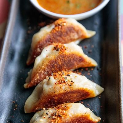 Close-up of dumplings served at Backstage at the Verb