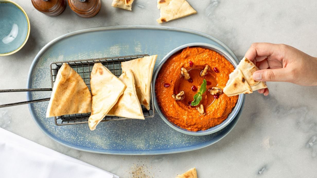 Muhammara served in Meze Restaurant at Novotel Glen Waverley