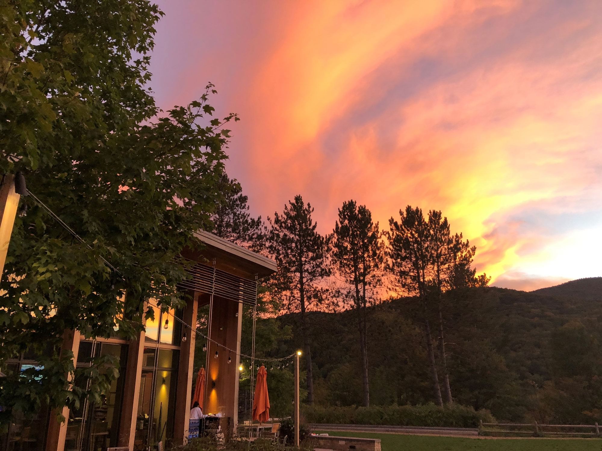 Sunset by the mountains near Topnotch Stowe Resort