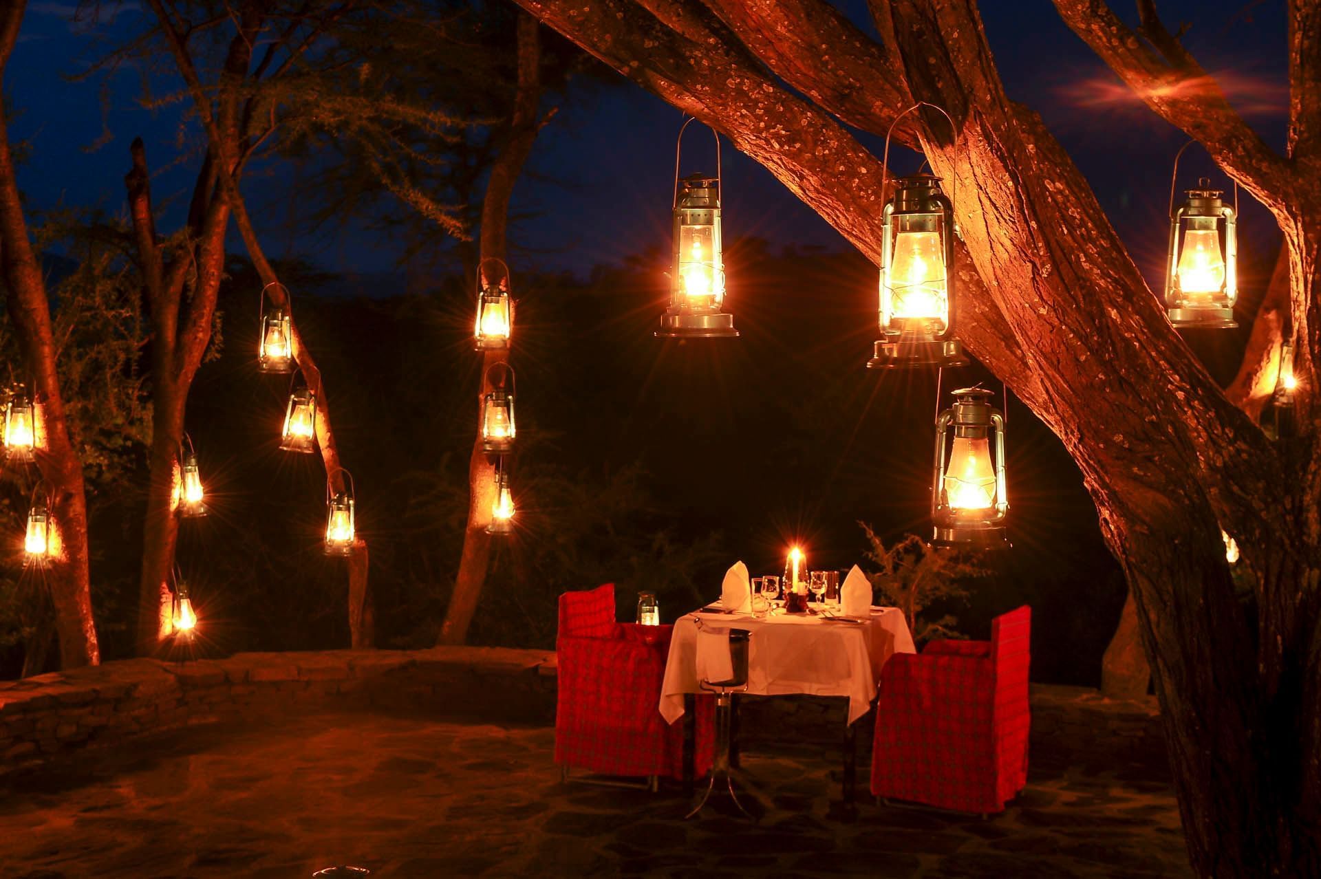 A Table setup in a Bush Dinner at Serengeti Serena Safari Lodge