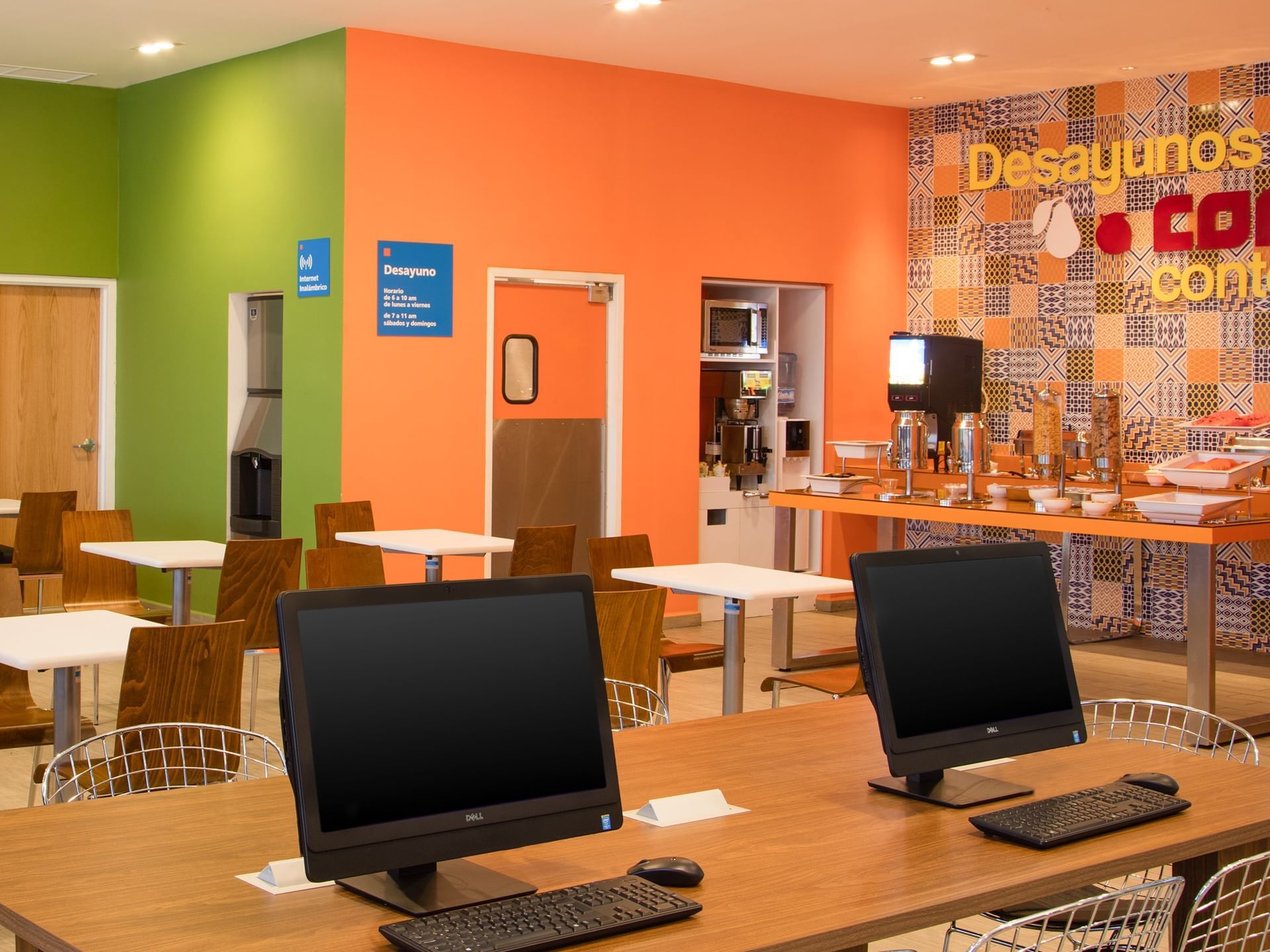 Close-up of workstations in the Business Center at One Hotels