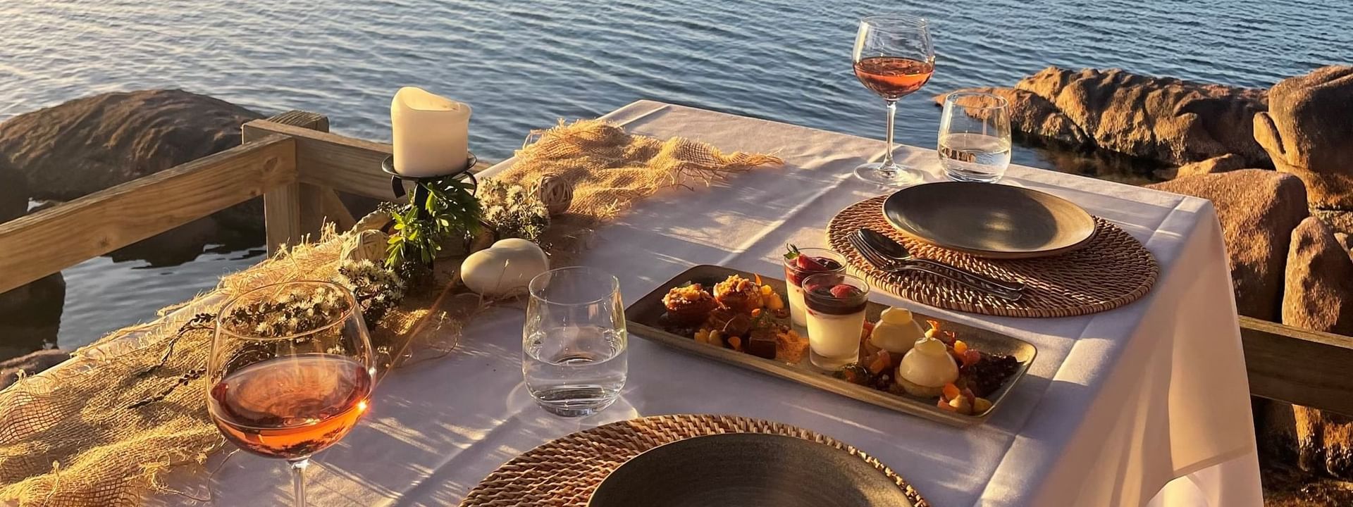 Dinner meal & wine arranged overlooking the Bay at Freycinet Lodge