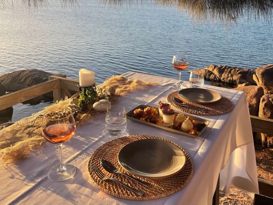 Dinner meal & wine arranged overlooking the Bay at Freycinet Lodge