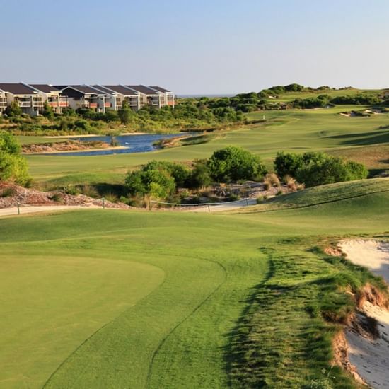 Aerial view of golf course near Pullman Magenta Shores Resort