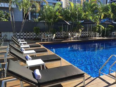 The pool area at Royal on the Park hotel