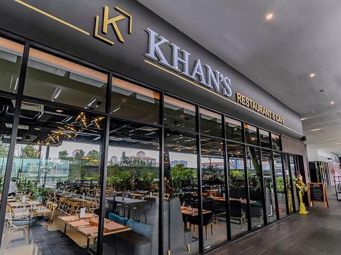Entrance of Khan’s Restaurant &cafe near VE Hotel & Residence 