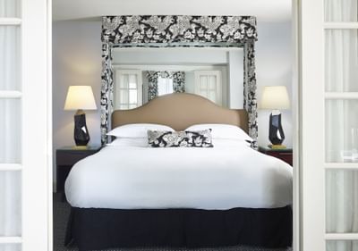 Close-up of a king bed in a Two-Bedroom Suite at Eliot Hotel