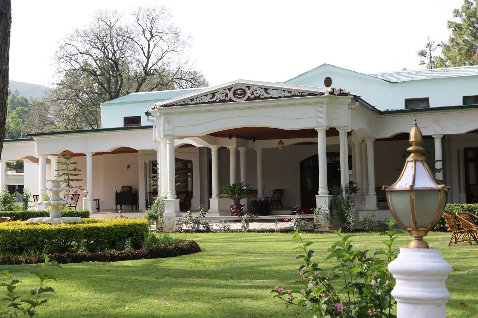 An Exterior View of the Hotel and garden at Swat Serena Hotel