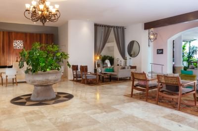 Front desk area with lounges at Villa Premiere Boutique Hotel & Romantic Getaway